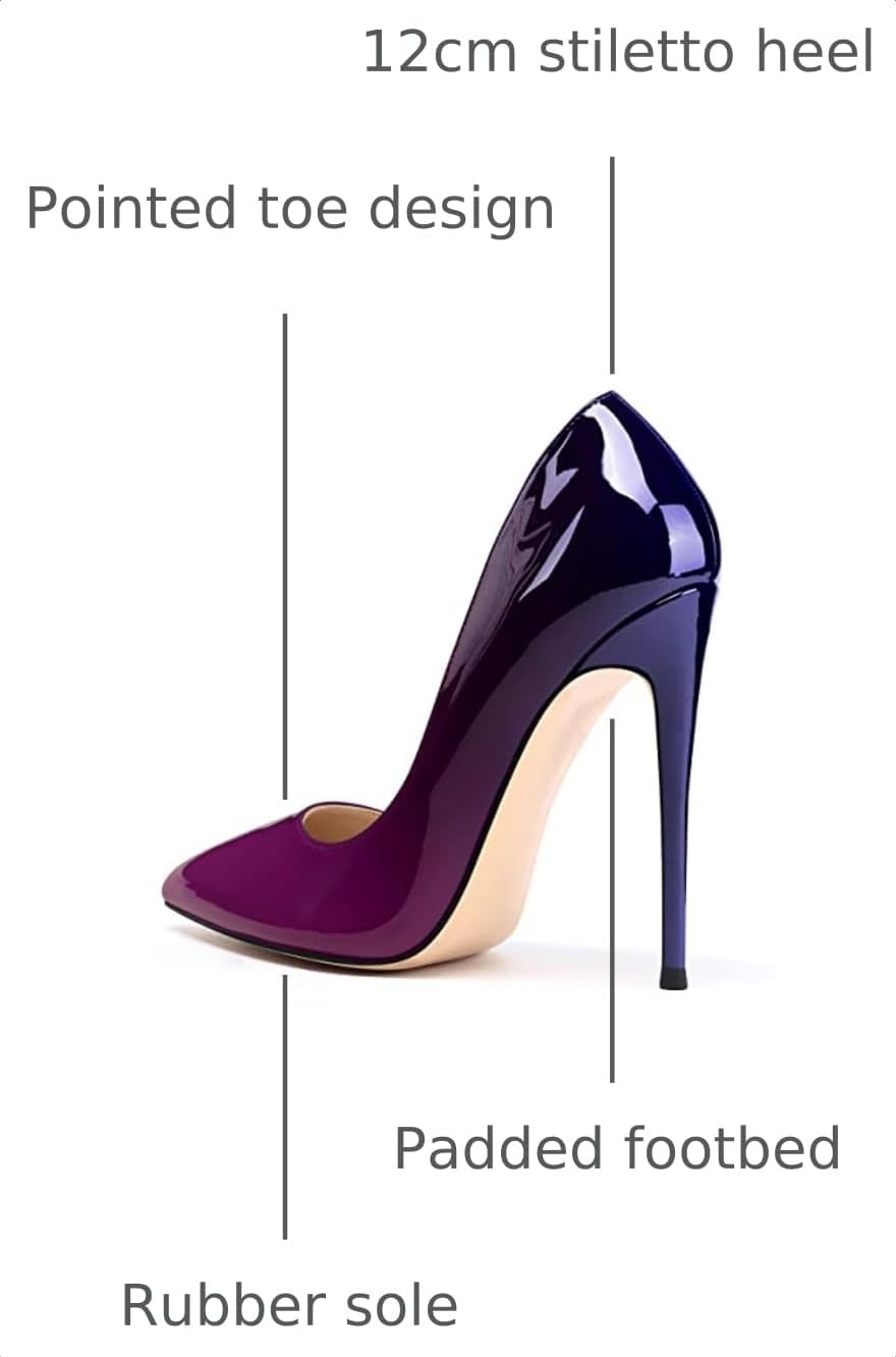 XINIUNIU High Heels for Women Pumps Gradient Patent Leather 4.7 inches/12CM Formal Sexy Fashion Stiletto Dress Wedding Shoes Pointed Toe