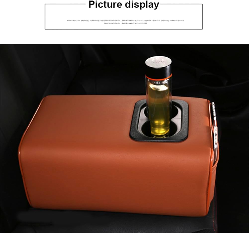 Car Rear Seat Armrest 2 Row Console Box with Cup Holder Universal Arm Rest Backseat Armrest Console Box Second Row Rear Central Armrest Box(Black-Single Pocket)