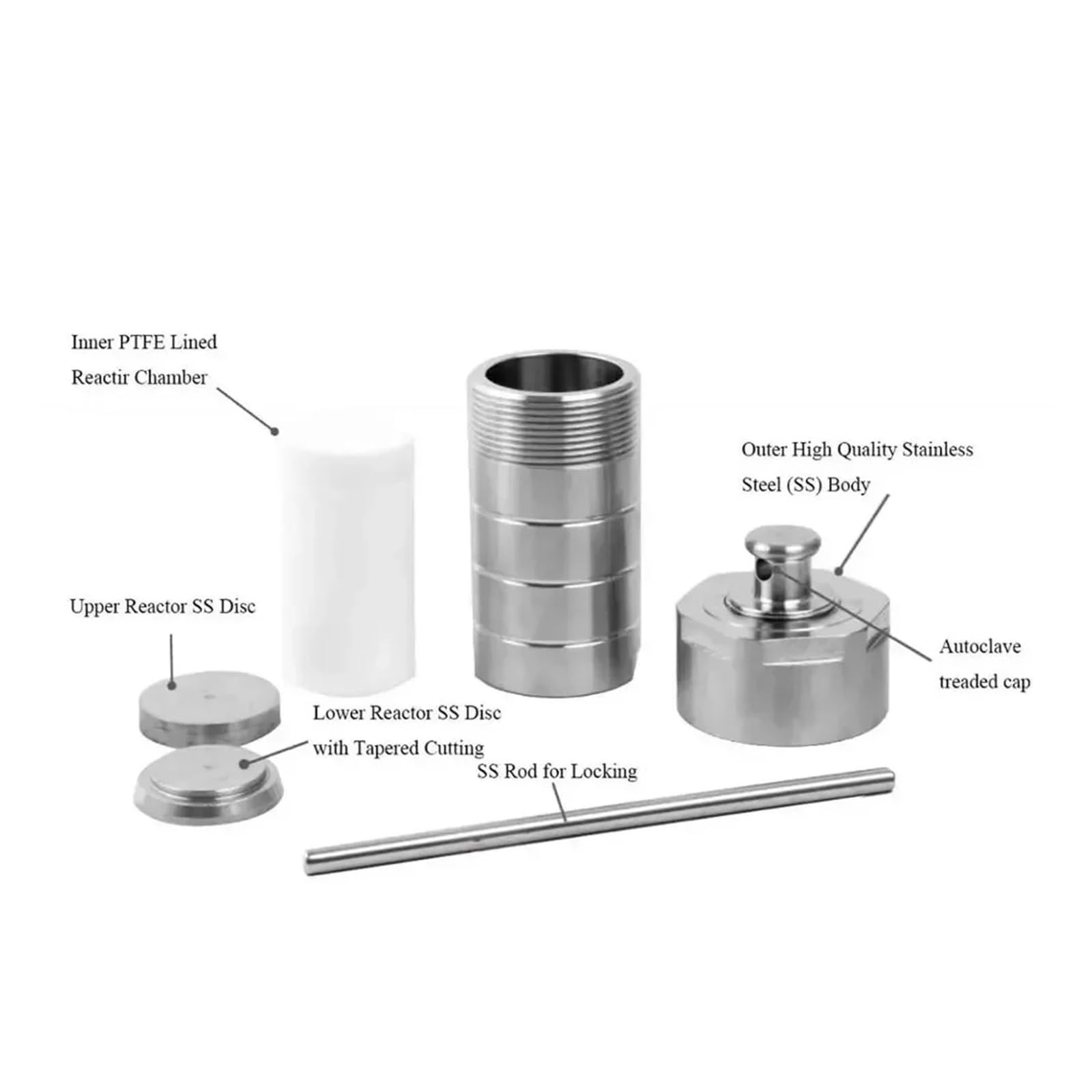 100-Ml-Hydrothermal-Autoklavreaktor Mit PTFE-Kammer Für Die Hydrothermalsynthese – Vielseitige Anwendungen(Silver-300Ml)