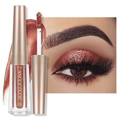 Anglicolor Sombras De Ojos LíQuida Brillante,Larga DuracióN,Sombra Ojos Purpurina,Professional Makeup Sombra De Ojos LíQuida,colorear fácilmente (03)