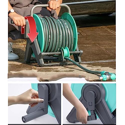 Enrouleur de tuyau d'arrosage à guide intégré et pistolet multi-jets