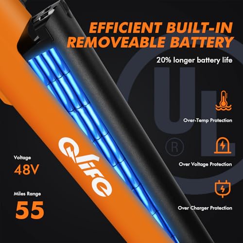 Image of Qlife Cityone Electric Bike for Adults & Teens, Step-Through Commuter Ebike, 1000W Peak Motor, 55-Mile Range, 48V Removable Battery, 26-Inch City Tires, 7-Speed, Up to 20+ MPH