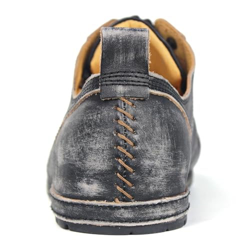 Men's Retro Brushed Black Chukka Boots Lace-up Motorcycle Casual Leather Dress Ankle Boot for Men Fashion 6015-1-E-R3