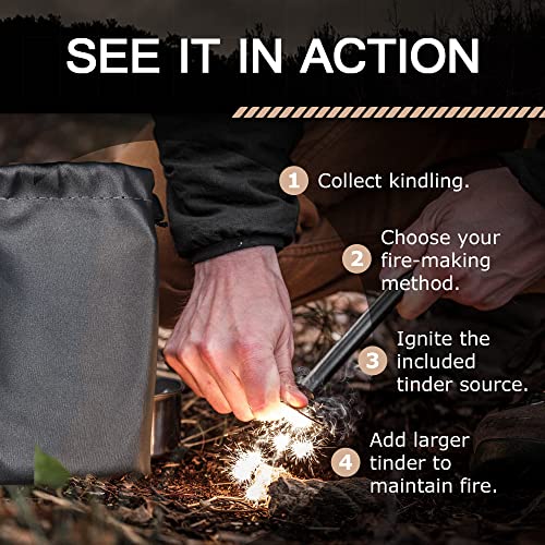 Amtier Feuerstahl Feuerstein Survival, Magnesium Ferrocium Rod Firesteel mit Scale Scraper & Brennen Baumwolle, Outdoor Emergency Survival Tool für Reisen – Bild 3