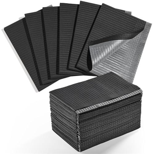 Makartt Disposable Nail Mats: 50Pcs Foldable Nail Paper Towels for Table Acrylic Practice Sheet 3 Ply Waterproof Nail Art Table Mats Clean Pads for Salon Manicure Tattoo Black