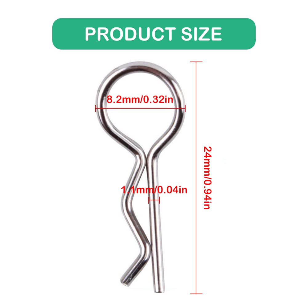 Lot de 8 clips de carrosserie RC en acier inoxydable - Accessoires de rechange pour télécommande de voiture à échelle 1/12 1/14