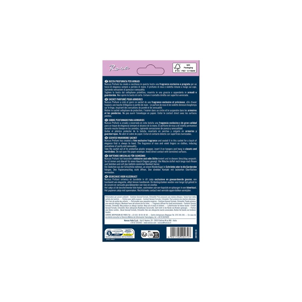Nuncas Buste Profumate - per Armadi - Rosa - 1 Pezzo