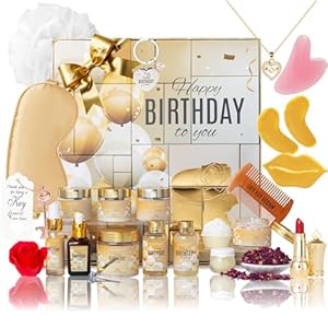 24Pcs Happy Birthday Gifts for Women Mom – Luxury Birthday Presents Spa Gift Set, Bath and Body Gift for Sister Girlfriend Wife Grandma with Necklace, Birthday Gift Set Idea for Women Female Friends
