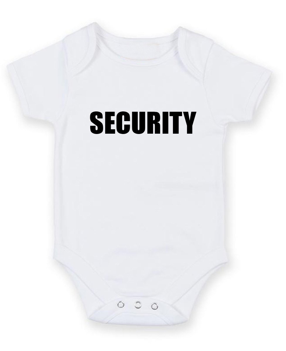 FoxyPrinting Security - Personalised Baby Boy Girl Baby VestUnisex Short Sleeve Bodysuit (0-3 months)