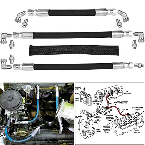High Pressure Oil Pump HPOP Hoses Lines Kit & Crossover Line for 1999-2003 Ford 7.3L Powerstroke