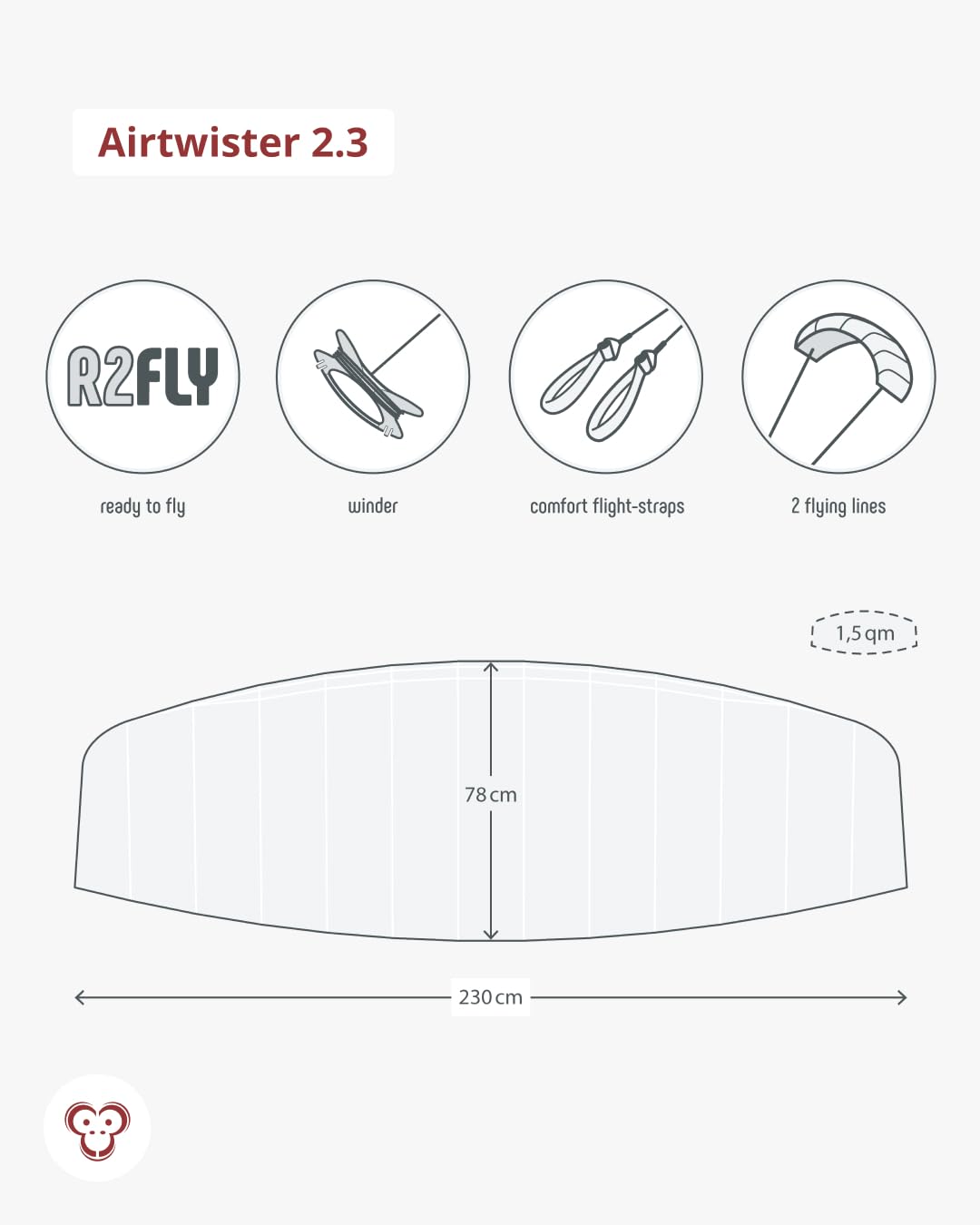 Skymonkey Airtwister 1.3 Cometa acrobática con Lazos de Vuelo Ready 2 Fly, Adecuado para Principiantes