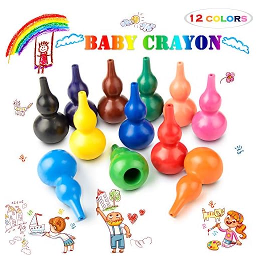 Keten Lápices de Colores para Niños, 12 Pinturas de Colores Infantiles, Lavables, No Tóxicas y Seguras - Ceras Crayones Juguetes Apilables para Bebés, Niños y Niñas