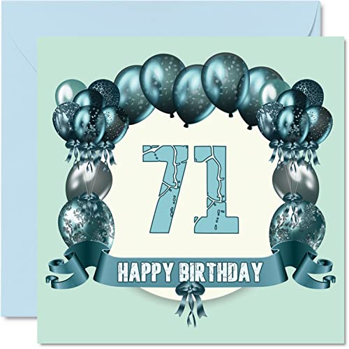 Divertidas tarjetas de cumpleaños 71 para hombres, globos de cumpleaños, tarjeta de feliz cumpleaños para papá, tío, abuelo, tía, bisabuelo, abuela, mamá, niñera, tarjetas de felicitación, tarjeta de