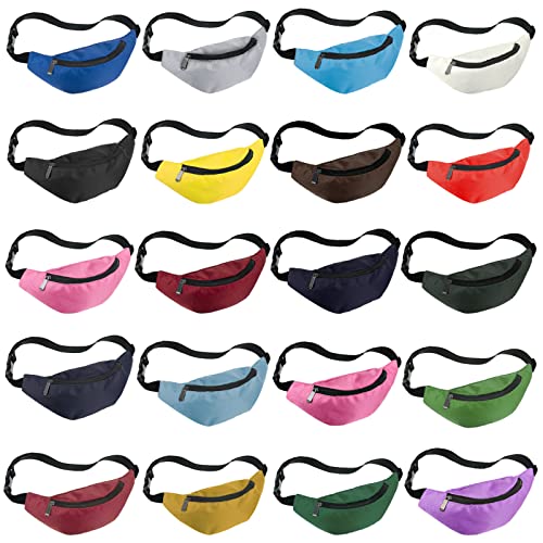 Saintrygo 20 Pcs Neon Fanny Pack Bulk 90s 80s Fanny Pack Adjustable Waist Bags Vintage Bag Oxford Cloth for Workout Traveling Running Bachelor Party Favors Women Men (Fashion Color)