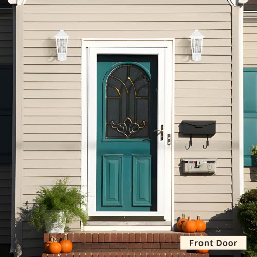 Image of JYZ 15 inch White Exterior Wall Lantern, Anti-Corrosion Outdoor Wall Lamp with Seeded Glass Cover, Dust Resistant Outdoor Decor Lighting for Front Door, Garage, Yard, Lawn, Country Home Outdoor Decoration
