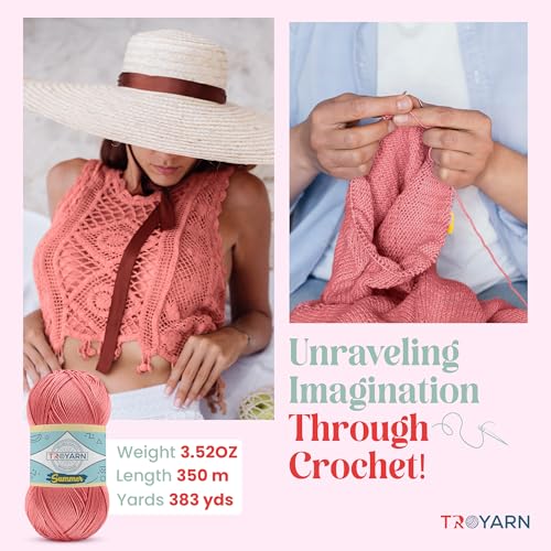 Image of TROYARN Summer (4- Skeins Pack) Silk Effect Hand Knitting Yarn Crochet Art Lace Craft 100% Microfiber Acrylic 4x100 gr (4x383 yds) (105619 - Alstromeria)