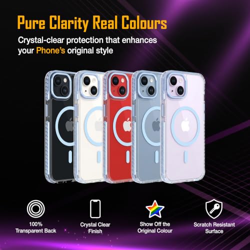 Image of Zapcase Crystal Clear Back case for iPhone 13 | PC Back | TPU Bumper with Inner Rubber Grip | Metal Camera Guard Bezel | Metal Buttons | Scratch Resistant Cover | 2 Layer Edge Protection | Light Blue