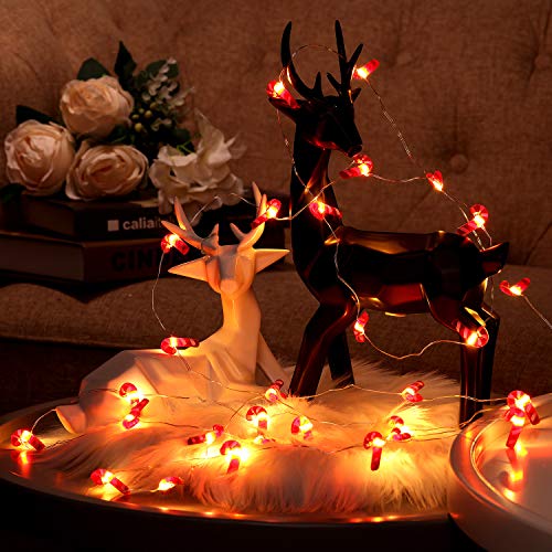 Christmas Candy Cane Led String Lights, 10Ft 30 Led Lights Battery Powered With 8 Flicker Modes, Light Decoration For Christmas, Saint Nicholas Day, Birthday Parties Wedding Diy Home Mantel Decoration #TOP3