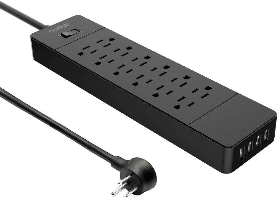 Smart Surge Protector Multiple 12 Electrical Outlet Right Angle Power