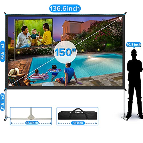 Image of Projector Screen 150 inch, 3-Layers PVC Projector Screen with Stand