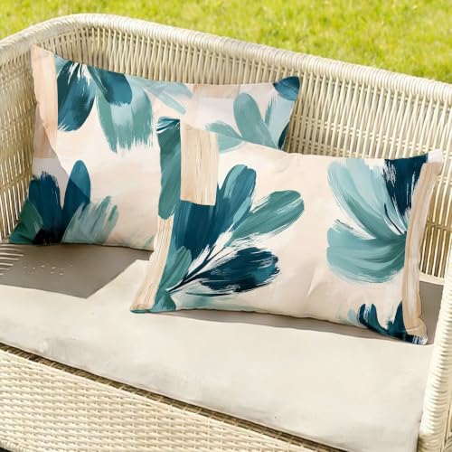 Housse coussin exterieur impermeable 40x80 lot de 2 graffiti en lin - 4