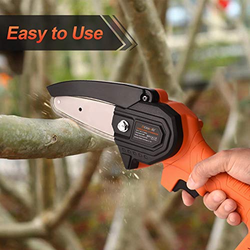 Cordless Mini Chainsaw, GOXAWEE 20V 4 Inch Power Chain Saw, Small Handheld Electric Saw - with 2Ah Battery / Charger / Replacement Chain for Wood Cutting, Farming, Garden, and Courtyard Tree Trimming