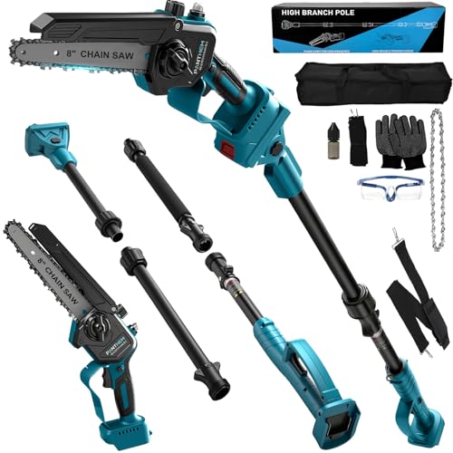 2-in-1 Sega ad Asta a Batteria compatibile con Makita 18 V, 8 Pollici Elettrica Mini Motosega Telescopica Potatore Telescopico con Asta Auto-Lubrificante, Altezza Di Lavoro 4,5m (senza batteria)