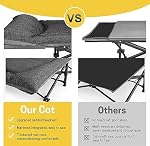 ATORPOK Camping Cot for Adults with Cushion and Pillow, Portable Folding Bed for Sleeping, Lightweight Tent cot with Carry Bag Supports 450 lbs (Grey)