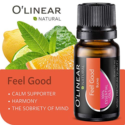 O'linear Top 6 Blends Essential Oils Set - Aromatherapy Diffuser Blends Oils for Sleep, Mood, Breathe, Temptation, Feel Good, Stress Relief