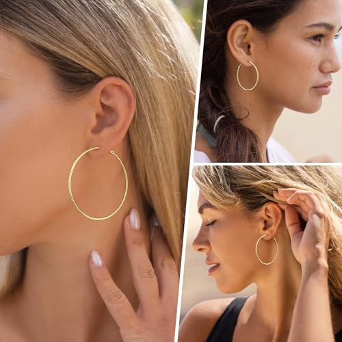 Image of DAILY VIBES Simple Big Thin Hoop Earrings for Women Trendy, 3 Pairs