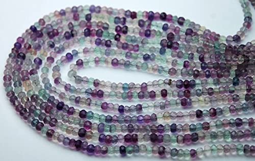 Fluorite naturelle facettée 4mm perles rondelles pour création de bijoux DIY