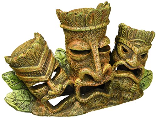 Image of Penn-Plax RRT4 Tiki Tribe Aquarium Ornament | Fun Resin Decor Item Featuring 3 Faces for a Fun Look in Any Tank