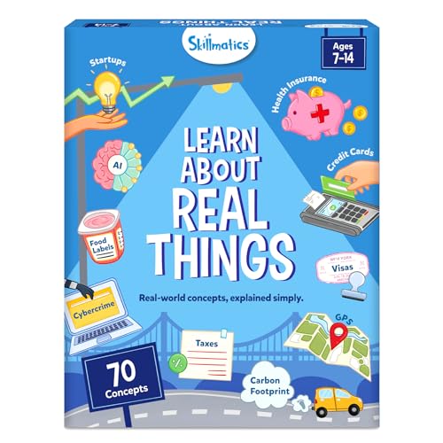 Skillmatics Learn About Real Things – 70 Real-World Learning Flashcards for Kids, Essential Life Skills & Everyday Concepts, Screen-Free Educational Activity & Gift for Ages 7–14