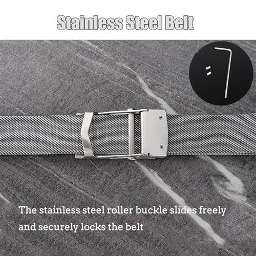 Stainless Steel Belts for Men, Metal Magnetic Braided Non-Leather Men's Belt with Automatic Buckle4