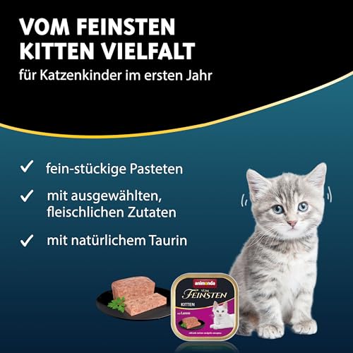 animonda Vom Feinsten Kitten Vielfalt für Katzenkinder (32 x 100g), Kitten Nassfutter für junge Katzen, Katzenfutter ohne Getreide und Zucker, mit 100 % frischen, fleischlichen Zutaten
