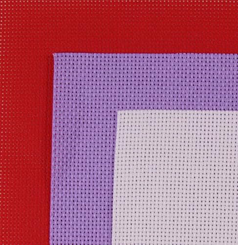 Image of KCS 3 pc of 15 inch x 18 inch(38cmx45cm) Counted Cross Stitch Cotton Aida Cloth Needlework Rolled Fabric Box,18CT,Lavender+Pink+Red