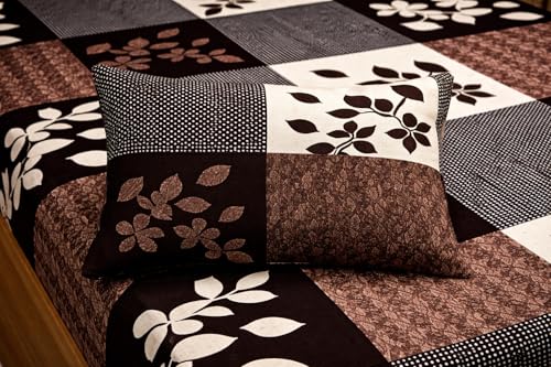 Image of DECORUM Glace Cotton Single Bedsheet with 1 Pillow Cover | Soft, Durable, Lightweight & Skin-Friendly Fabric| Suitable for Single /Diwan Bed Size