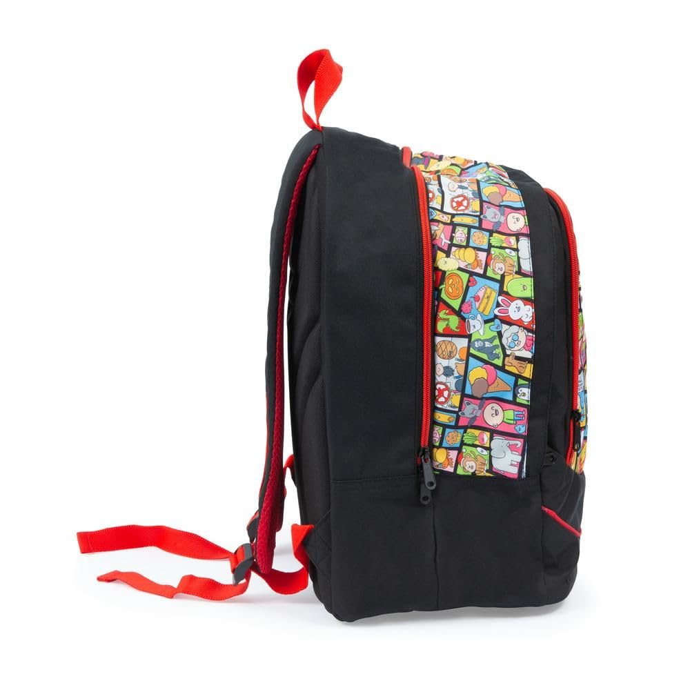 PRESTIGE & DELUXE Zaino Scuola Pera Toons Round Xl tondo 3 scomparti + Astuccio 3 piani completo + 7 Penne Scatto cancellabili con portachiave fischietto