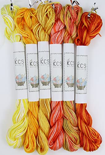 Image of KCS Big skeins of 25 Meters Size 25 Color Variegated Cross Stitch Stranded Threads,6 skeins,21
