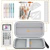 Calculator Case Compatible with Texas Instruments TI-84 Plus CE/TI-84 Plus/TI-Nspire CX II CAS/TI-Nspire CX II/TI-83 Plus/TI-89 Titanium Color Graphing Calculator(White Case,Black Zipper)