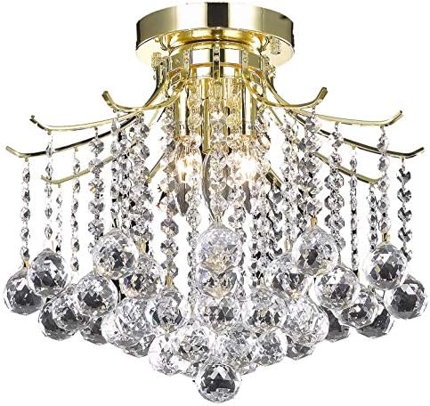 Amelia 3-Light Flush Mount with Clear Crystal in Gold