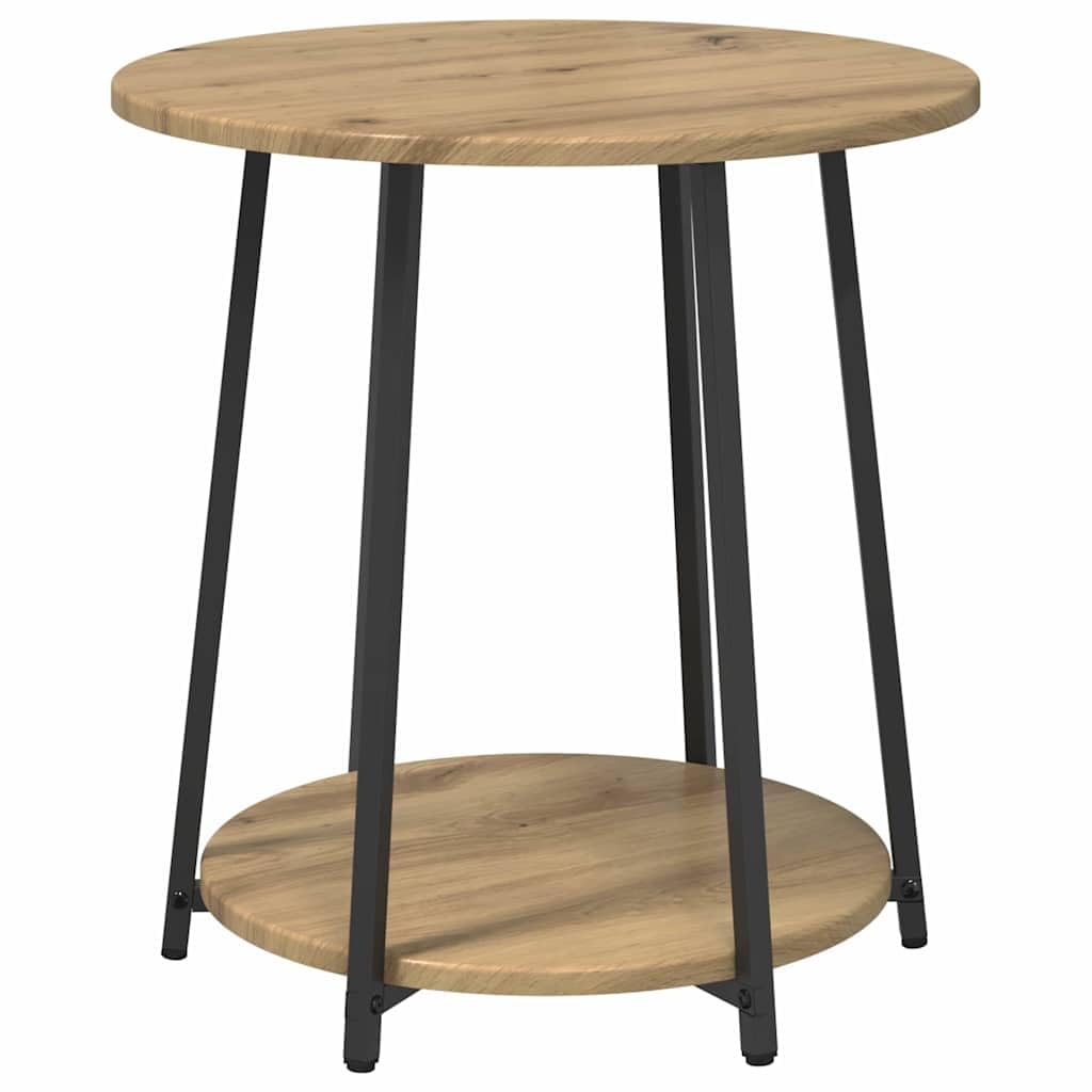 Juego de mesa auxiliar Artisan de roble negro con estante, 2 piezas, mesa auxiliar, mesa de centro para salón, dormitorio, pasillo y vestíbulo