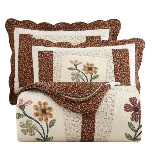 Couette brodée florale réversible en coton haut de gamme