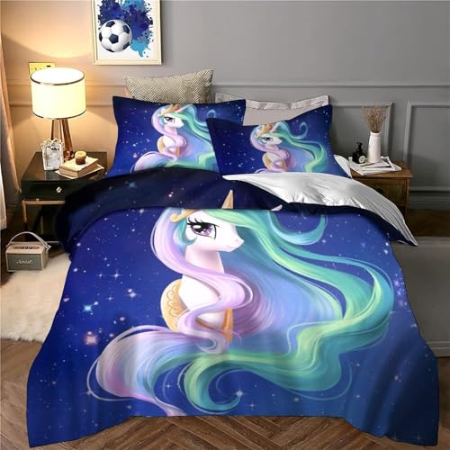 Housse de couette licorne super king 260x220 cm en microfibre douce