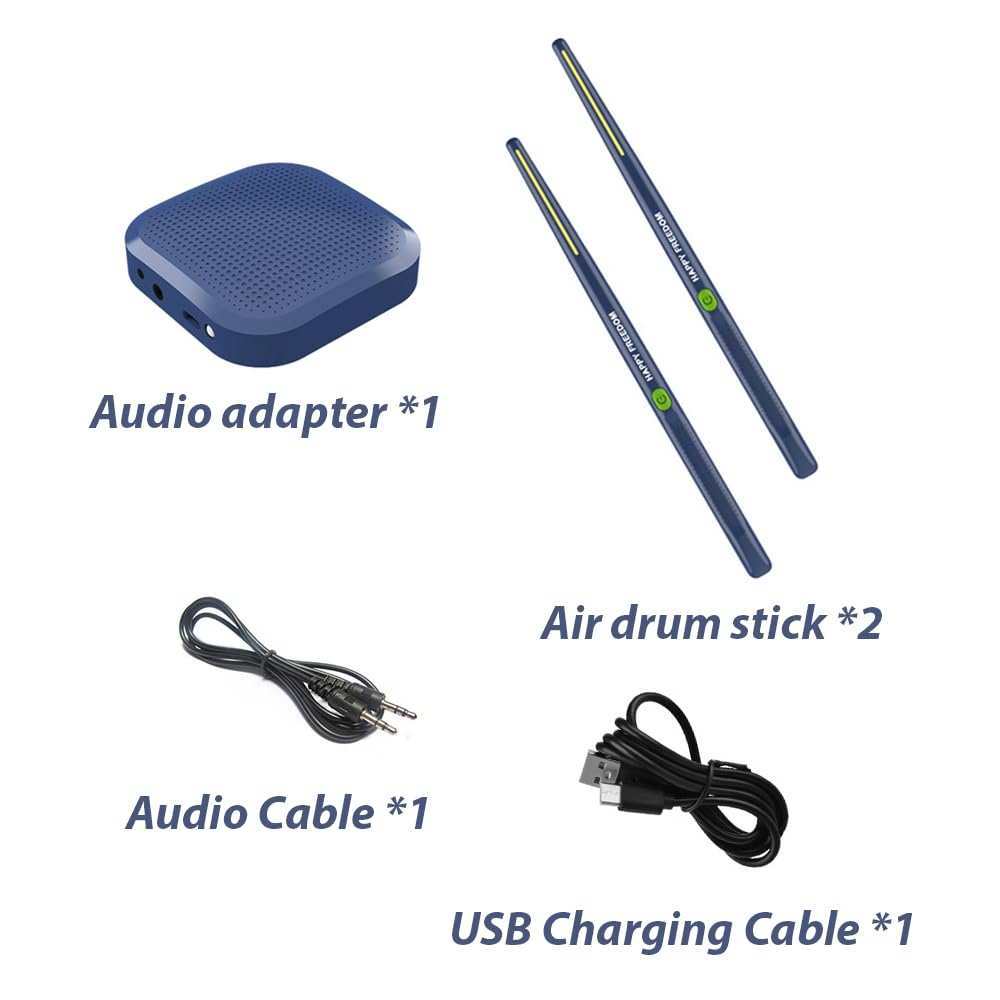 Electronic Air Drum Stick Electric Rhythm Drumsticks 16D Speaker DSP Level Sound Card Low Delay Portable Smart Electronic Drum Set (Navy Blue)