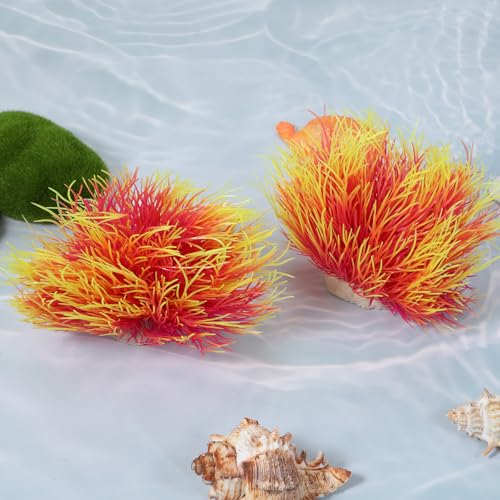 Image of 2PCS Fish Tank Plants Aquarium Plants Decorations Artificial Plastic Fish Tank Accessories Silk Green Natural Style Aquarium Plant (Pale Yellow)