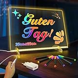 Led Zeichentafel Kinder mit 8 Farben & 6 Modi, Acryl Schreibtafel mit Adapter und 7 Markers, Maltafel Zaubertafel für Kinder-Maltafel, Nachtlicht, Raumdekoration, Tagesplan (35x25cm)