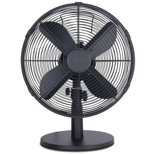 Air Pro 12 Desk Fan Portable 70 Degree Oscillating Metal Table Fan for Instant Cooling with Adjustable Tilt & 3 Speed Settings Compact Fan with Quiet Operation to use at Home Office or Bedroom