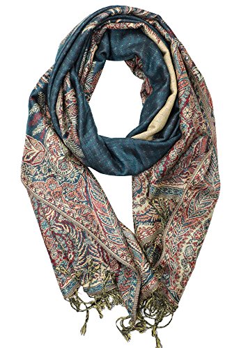 Achillea Soft Silky Reversible Paisley Pashmina Shawl Wrap Scarf w/Fringes 80