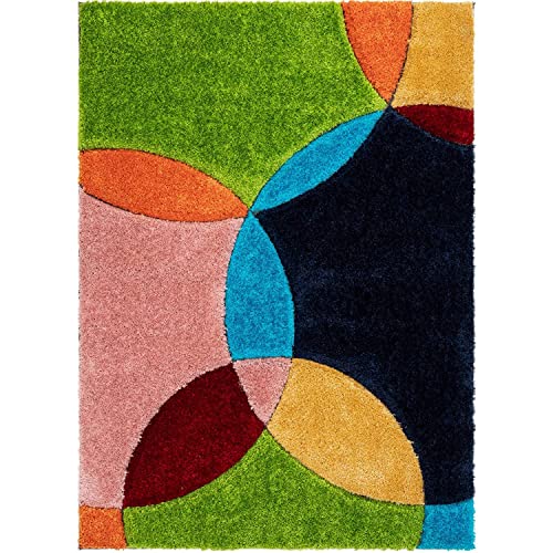 Image of Modern Soft 3D Shaggy Fur Carpets for Living Room Thick Fluffy Rugs for Bedroom, 7x7 Feet Square Multi Color